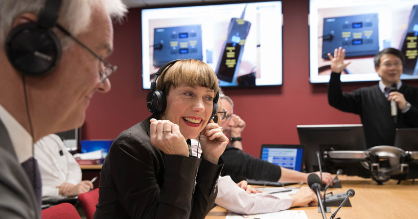 Andrea Wilczynski in the Translation and Interpreting Suite. 